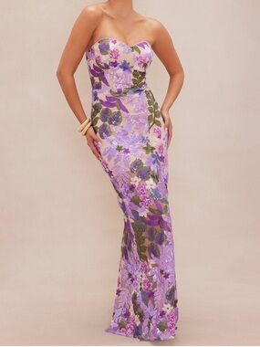 NWTS Fashion Nova Luxe Evelynn Embroidered Midi Dress -
Lavender/combo Size XS